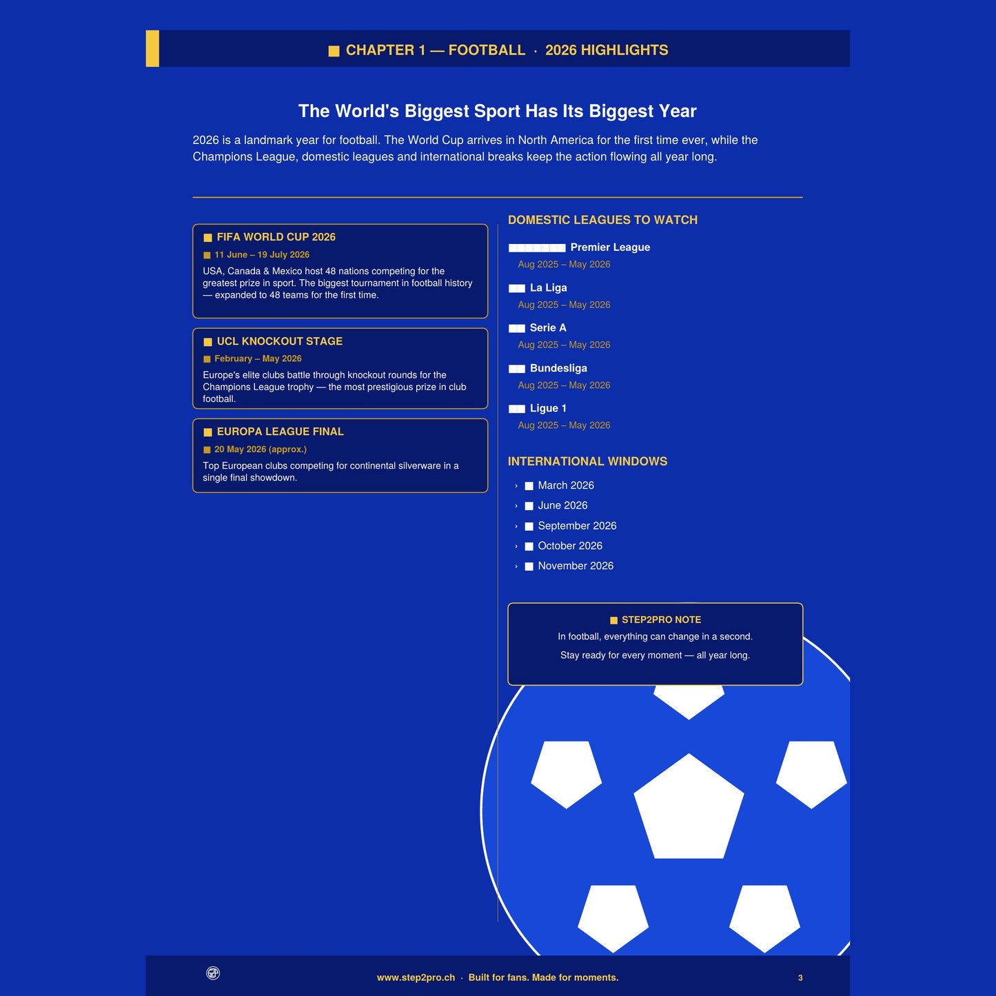Never Miss a Moment - Step2Pro 2026 World Sports Calendar