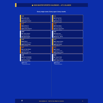 Never Miss a Moment - Step2Pro 2026 World Sports Calendar